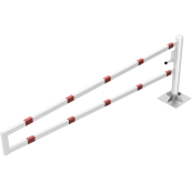 Swiveling gates | to be fixed by plugs, hot-dip galvanized and white coated with red reflecting rings | total width: 3000 mm | with Euro profile cylinder lock